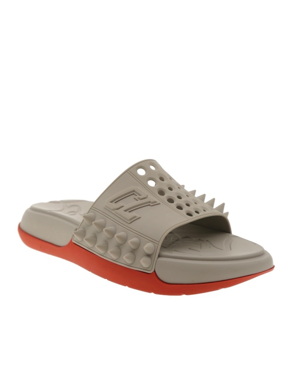 Christian Louboutin Take It Easy Slides Grey Rubber Size 9 US New - Picture 3 of 7